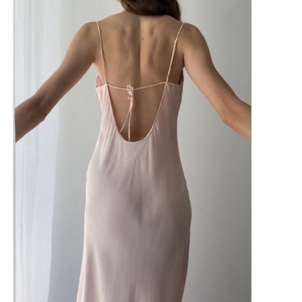 Vintage 90s Y2K 100% Silk Dress Ballet Pink Slip Dress Cowl Silk Dress Ballet - Picture 7 of 16
